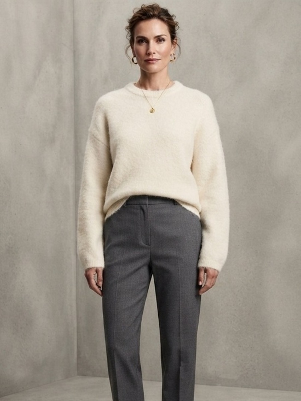 H&M Edition Wool Creme Crewneck Overside Sweater Size Small